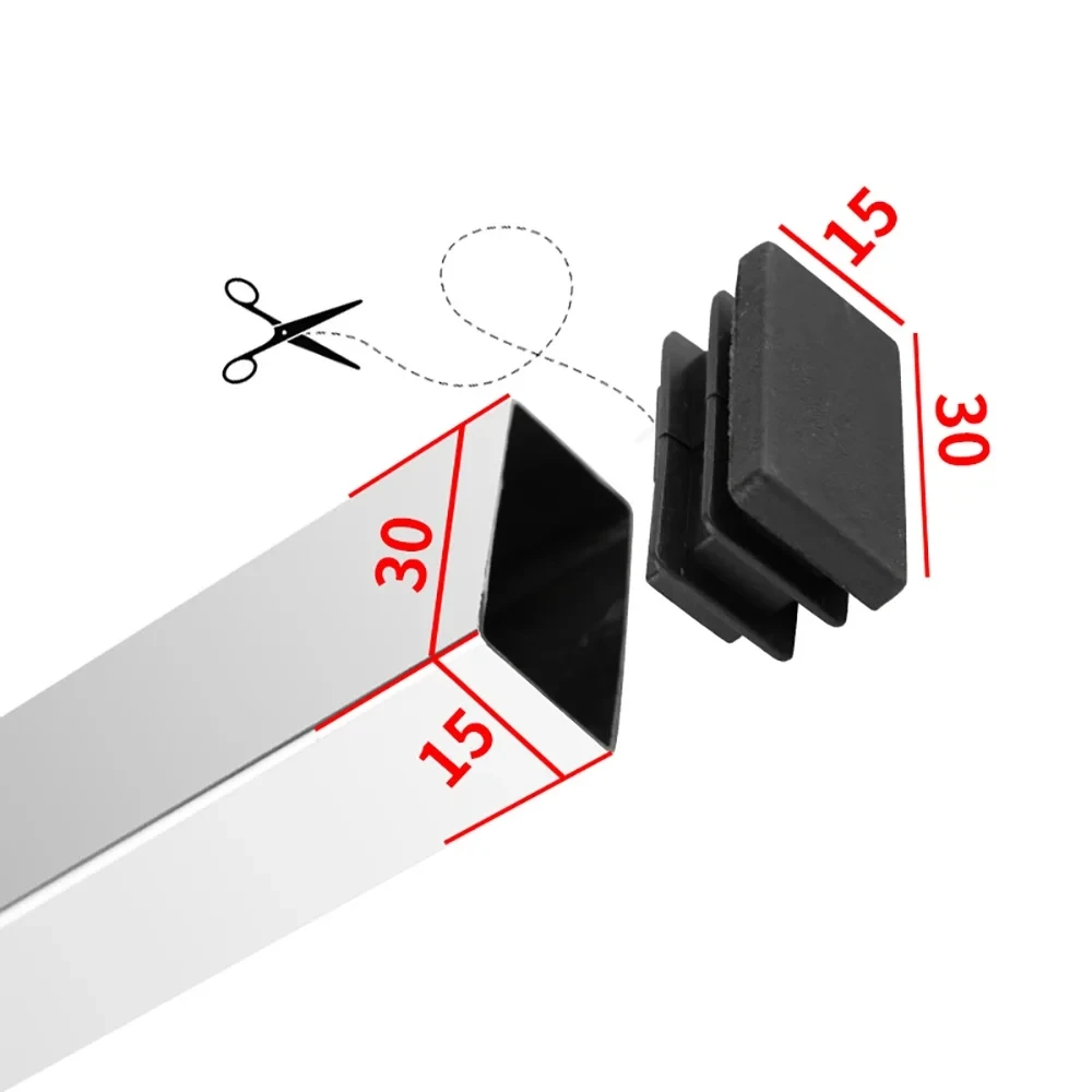 Bouchon intérieur de tuyau en plastique, couvercle anti-poussière, carré, tube en acier, bouchon d'extrémité d'obturation, bonde pour échelle, meubles, chaise, jambe de table, protecteur, 4 pièces