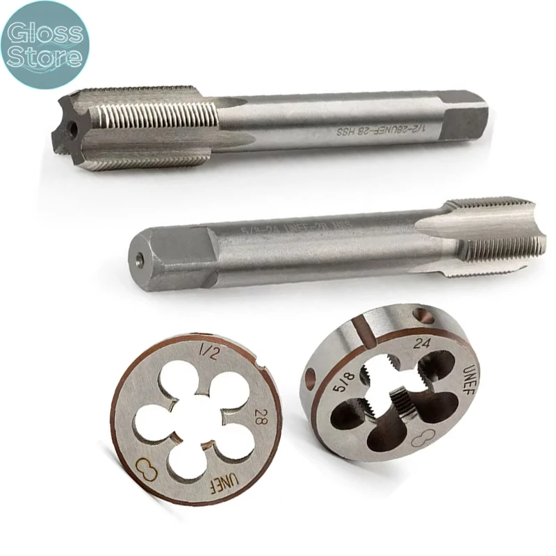 Новые ручные метчики и плашки HSS 1/2-28 UNEF 5/8-24 UNEF для нарезания правой резьбы, набор инструментов для металлообработки