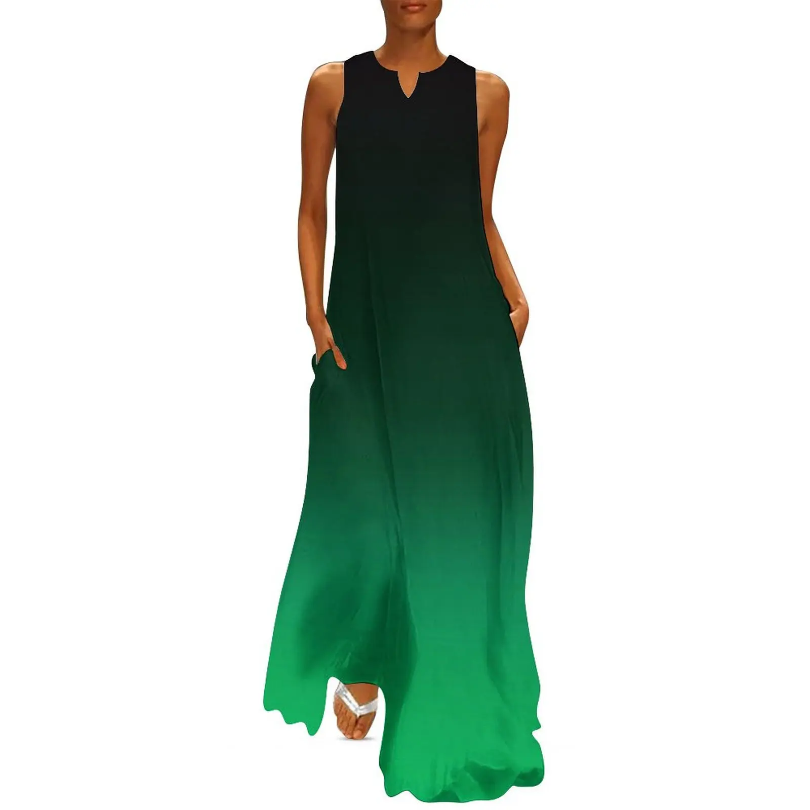 Ombre Green Long Dress women's dresses luxury elegant dresses for women Dress woman Dress