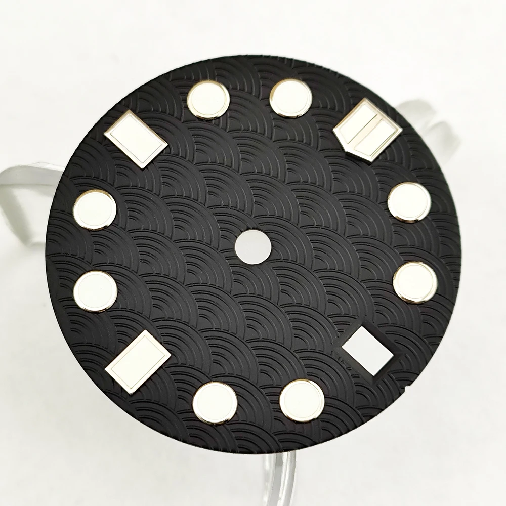 NH35 dial 28.5mm dial green luminous lumen fish scale pattern dial suitable for NH35/36 movement men watch dial Watch accessorie
