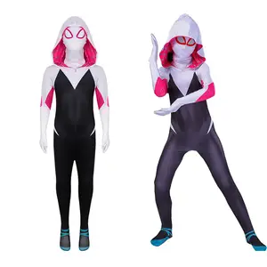 NEW cheapest kids updated Gwen Stacy Spider Gwen Across the Spider-verse cosplay costume Detached mask