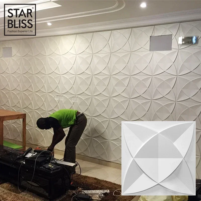 30x30cm Art house Decor 3D Wall Panel Non self-adhesive 3d Wall Sticker Cutting Geometric Diamond Carved living room wallpaper