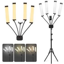 Professional Tattoo Beauty Lamp Photography Led Ring Light Flexible 4-Arms LED Video Light 65W 3200-5600K with USB Charging Port