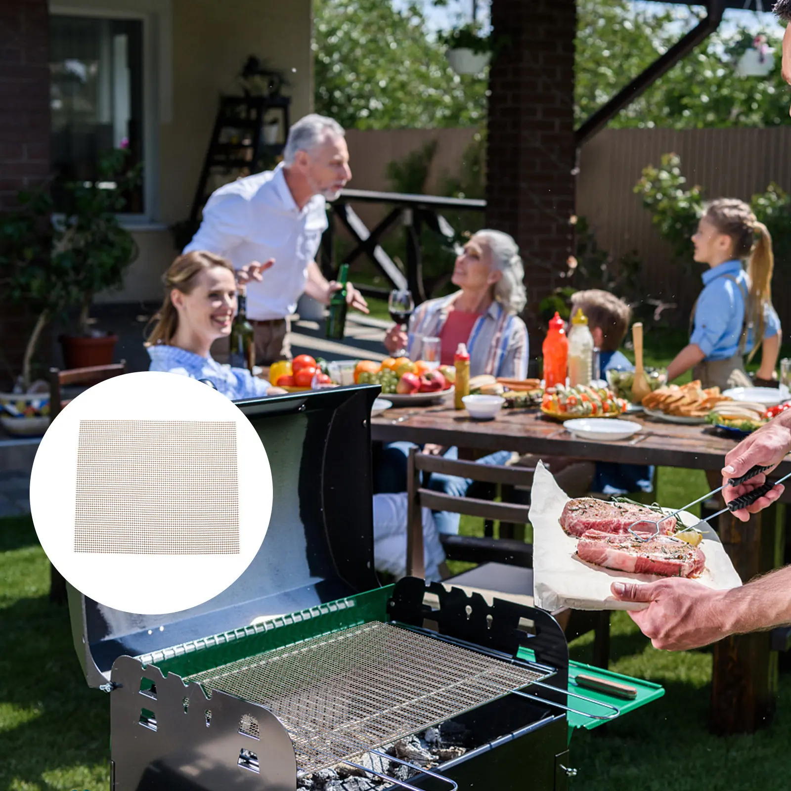

6Pcs Barbecue Grill Mesh Mat Ptfe Coated Fiberglass Non Stick High Temp Resistant Easy Clean Reusable for Outdoor Indoor