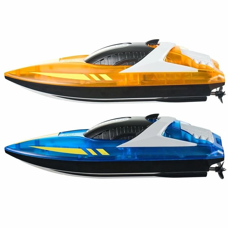 

Dual Speed Motorboat 2 Pack 1/24 Scale For Pools Lakes Backyard Ponds, 2.4GHz Racing 12km/h LED Light 4 Rechargeable Batteries Twin Pack Blue Orange Remote Control Toy Gift Adults Boys Girls