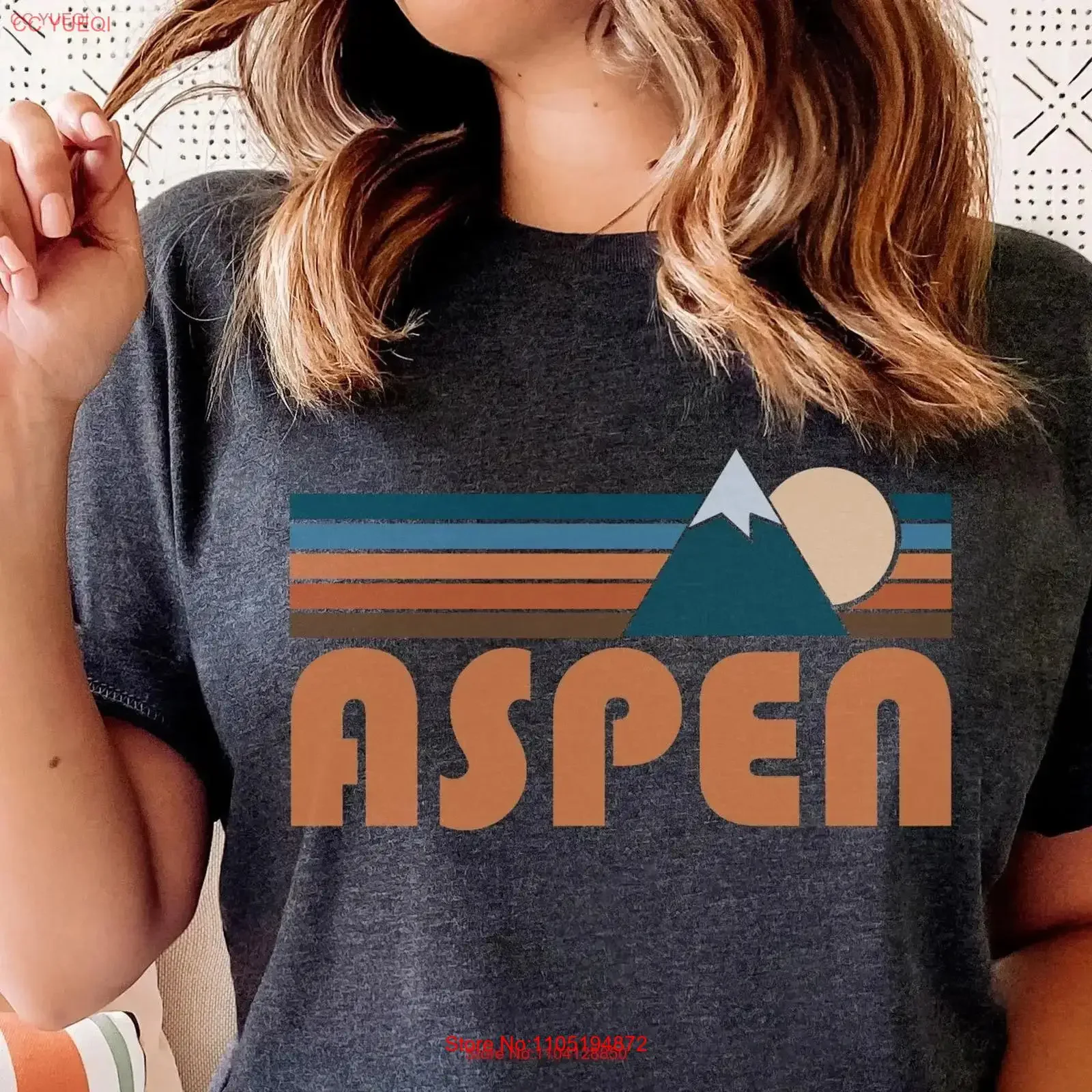 تي شيرت Aspen Colorado تي شيرت Retro Mountain عتيق مغسول ملابس الشارع مريحة ورسومات عصرية ناعمة قليلاً قابلة للتنفس #1