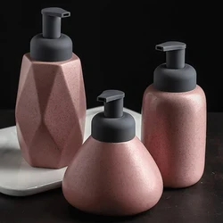 1PC Ceramic Lotion Bottle Liquid Foam Soap Dispenser Bath Shower Gel Bottles Pressed Bubbling Bottles Hand Sanitizer Pump Bottle