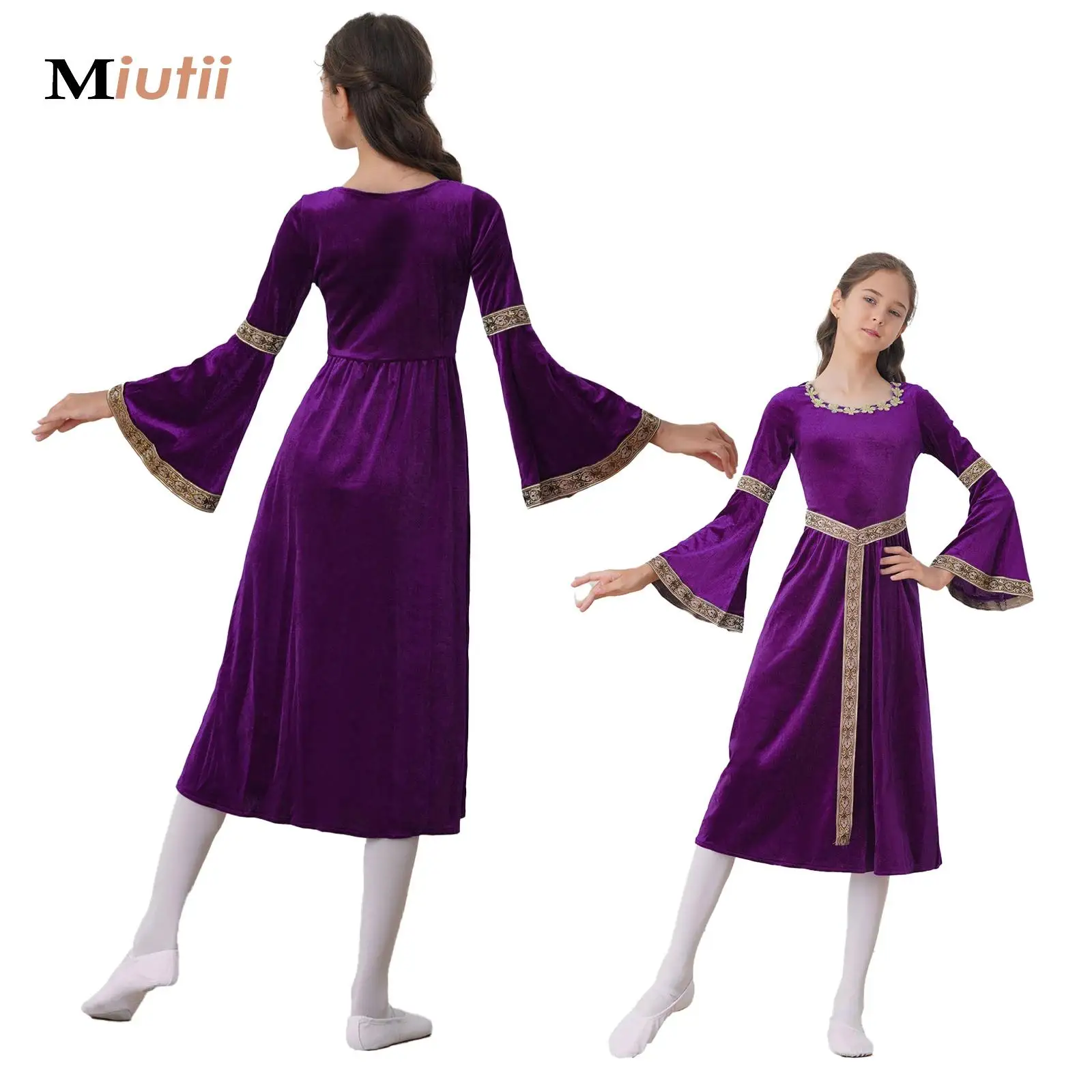 

Halloween Medieval Princess Costume Kids Girls Renaissance Retro Palace Flare Sleeves Cosplay Children's Performance Clothes