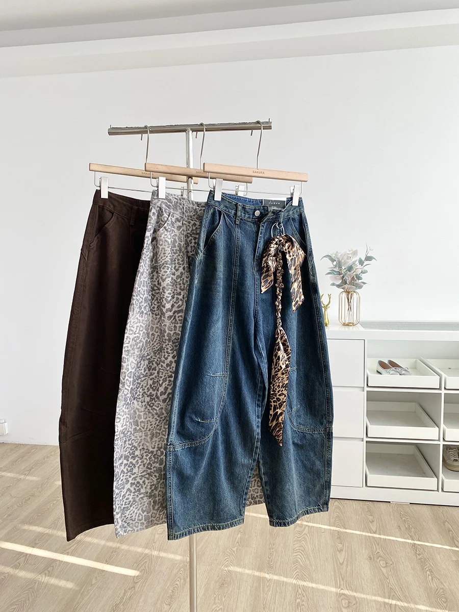 

High Waist Wide Leg Denim Jeans Women's Stylish Retro American Fashionable Versatile Loose Fit Autumn New Arrival