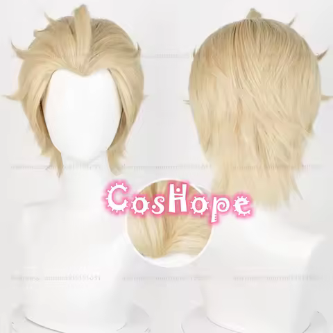 Hermit Alva Lorenz Cosplay Wig 30cm Short Light Golden Wig Cosplay Anime Cosplay Wigs Heat Resistant Synthetic Wigs