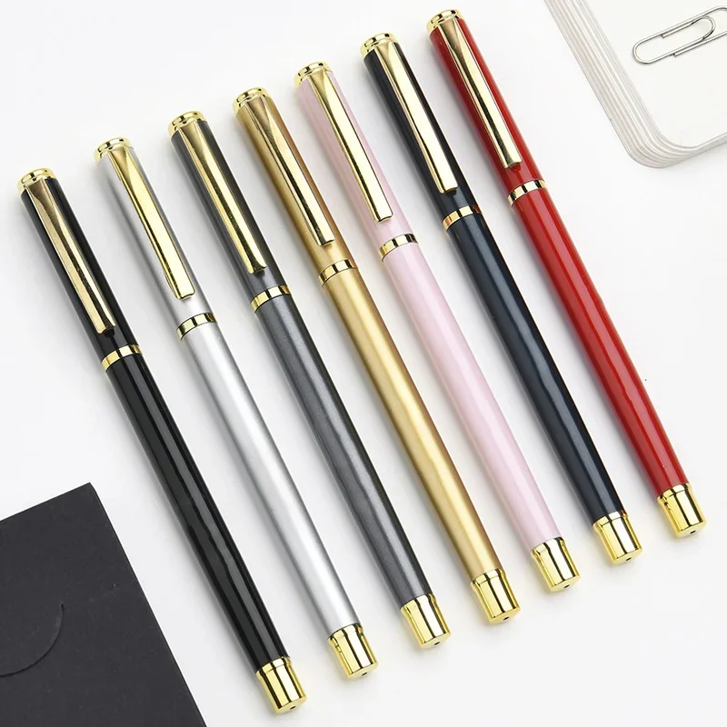 1 Piece Luxury Metal Metal Gel Pen Black Ink  Business Stationery Core Automatic BallPen pen For School Office