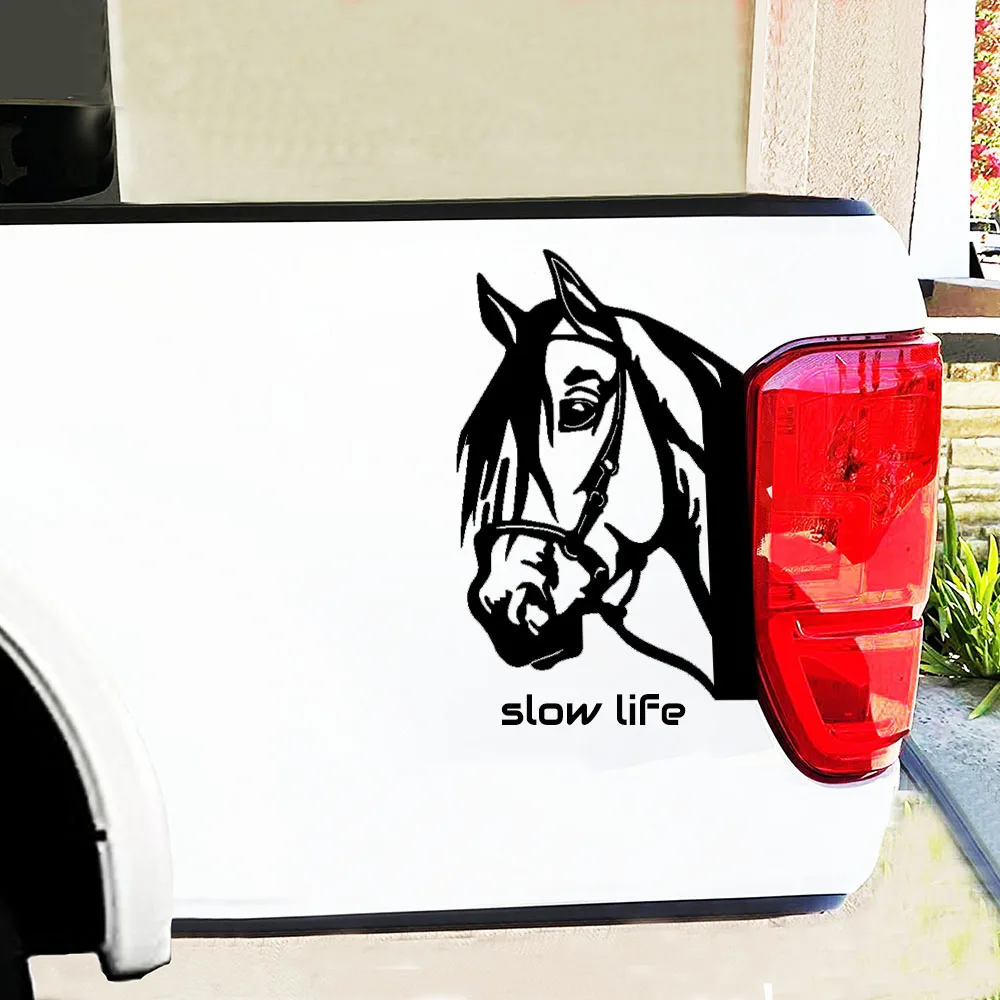 CUSTOM TEXT HORSE HEAD SHOW Decal Horses Decal Car Truck Trailer Window door Pickup Trucks Rear Car Stickers