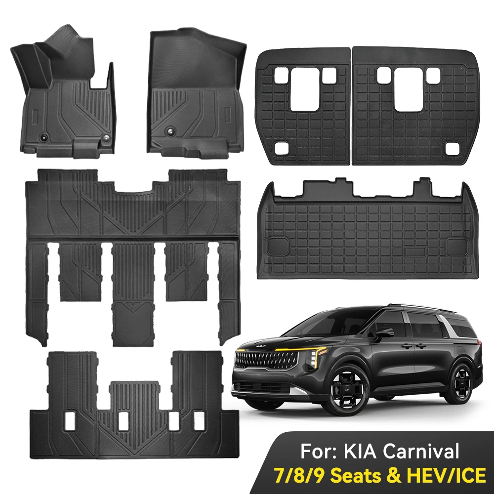 

YZ For Kia Carnival KA4 7/8/9 Seats TPE Floor Mat Set 5D Car Trunk Mat Luggage Mat TPE waterproof Anti-Slip Set Floor Liner mat