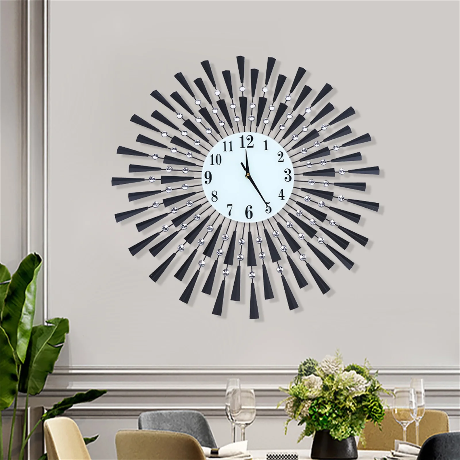 Large Wall Clock for Living Room Decor Modern, Metal Non-Ticking Quiet Quartz Decorative Clock for Living Room