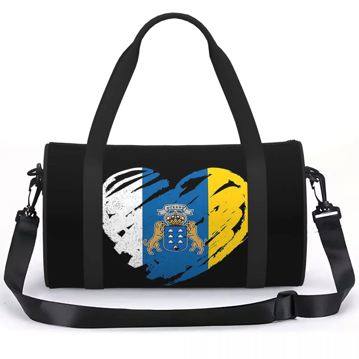 Spain Flag Oceano Canary Islands Luggage Bag Large Capacity Duffle Tote Bag Handbags Gym Bags Fitness Bag for Boys Girls