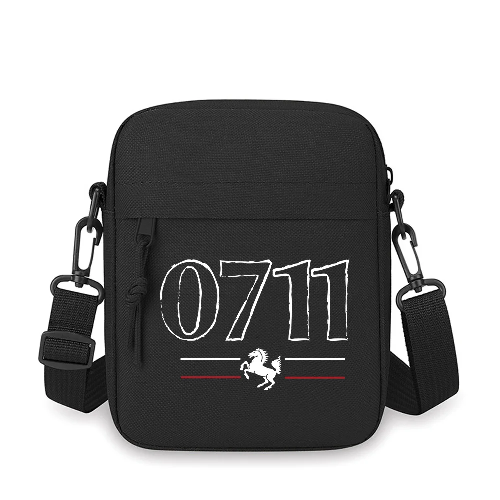 

Numbers horse lines black background white Men Crossbody Bag Single Shoulder Women Cartoon Anime Film Printing Design Unisex
