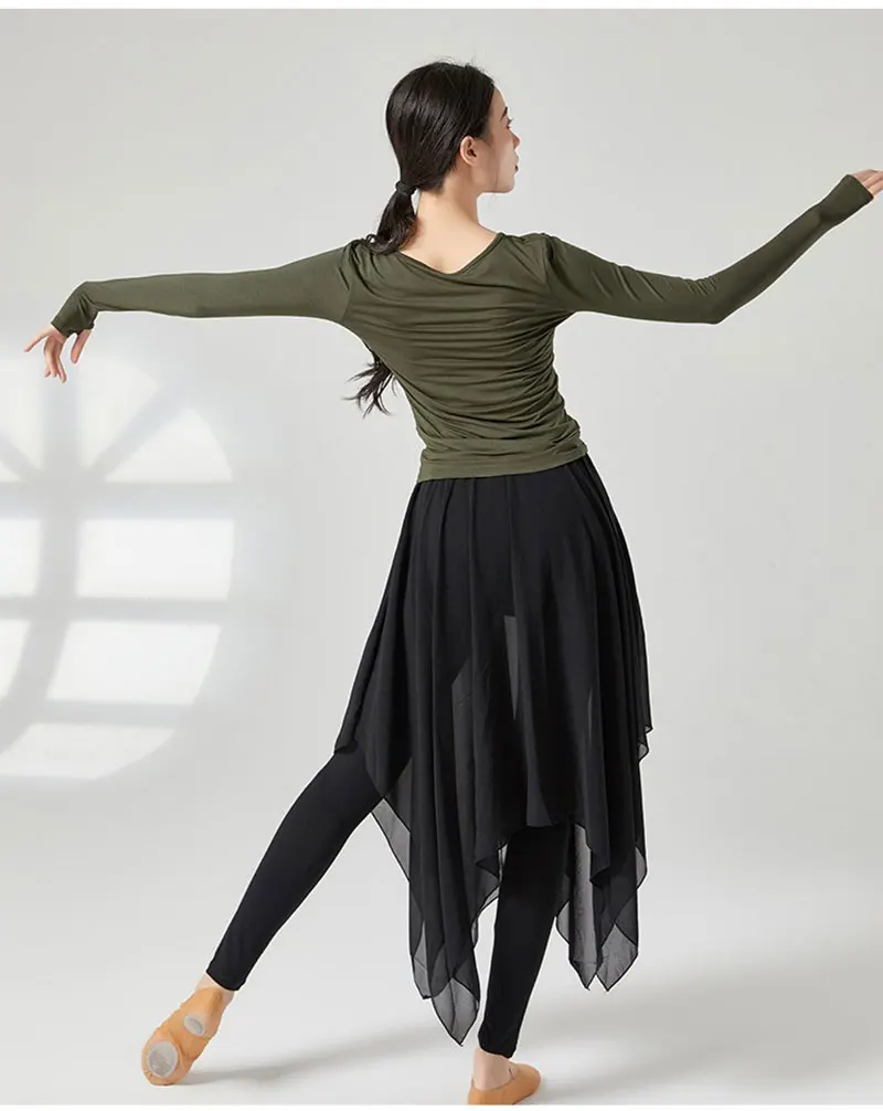 

Костюм для современного танца для взрослых, свободный тренировочный костюм для йоги, женская куртка из модала, танцевальная одежда для выступлений