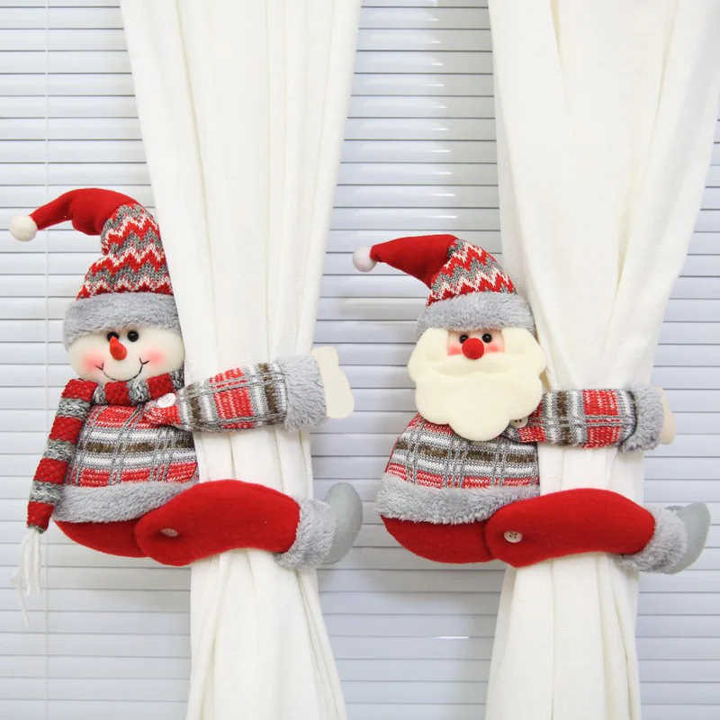 Santa Claus Elk Dolls Curtain Buckles Christmas Home Decor Festive Curtain Ties Holiday Decoration Accessories