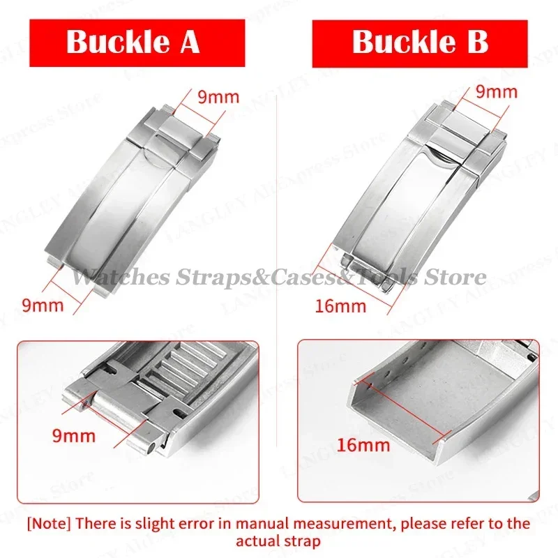 Fivela de relógio para rolex para daytona submariner gmt pulseira fecho aço inoxidável prata deslizante botão de ajuste rápido 9x9mm 9x16mm