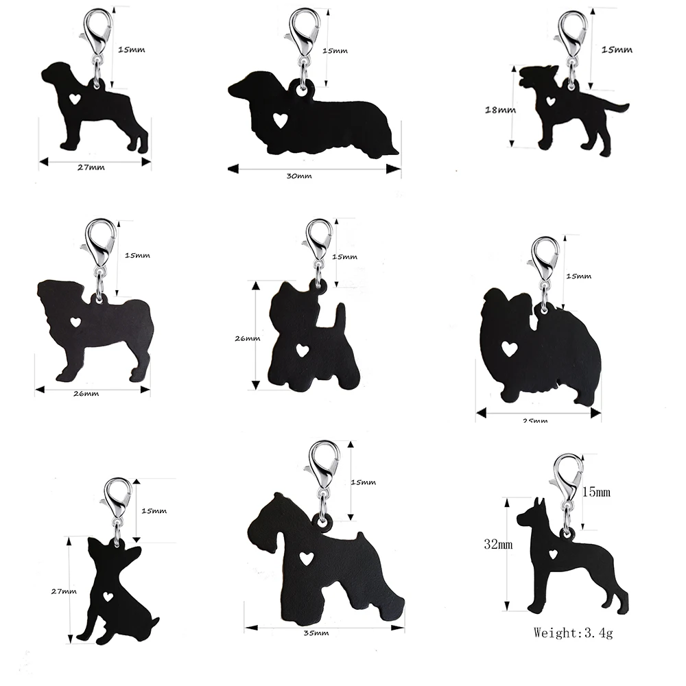 Bulldog Pug Scottish Terrier Black Dog Key Chain Charms For Diy Necklace Pendant Earrings Jewelry Making Fashion Jewelry