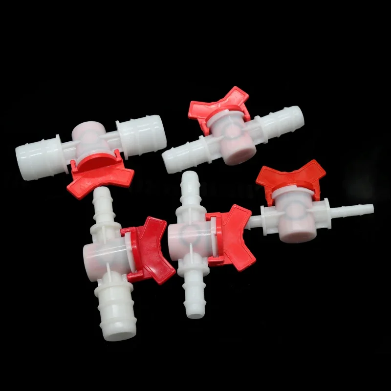 1Pcs Platics 4mm 6mm 8mm 10mm 12mm 16mm 20mm PVC Hose Barb Two Way Plastic Ball Valve Aquarium Garden Micro Irrigation Connector