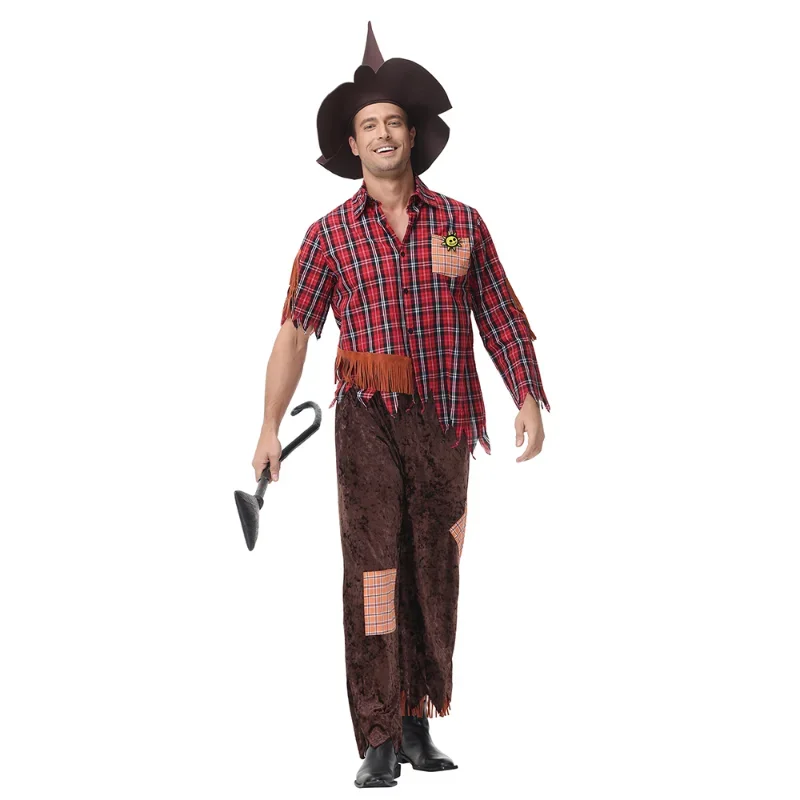 

Halloween Carnival Costume For Adult Christmas Party Stage Fancy Dress Men 's Scarecrow Cosplay Costume Straw Man Party Gown