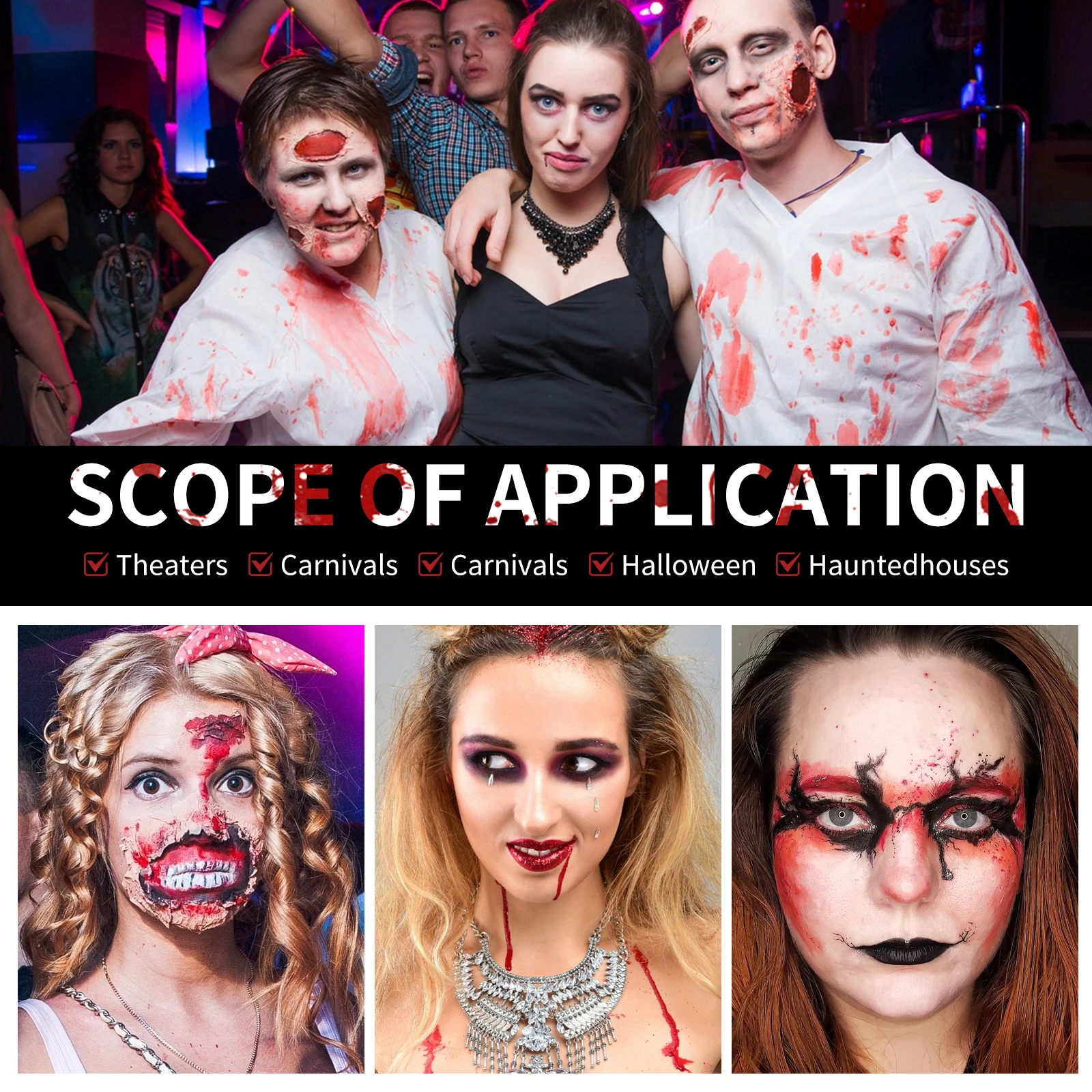 تركيبة احترافية لمكياج الدم المزيف على أساس الزيت، زي الهالوين الواقعي SFX لجروح ندبات المسرح، آمن وسهل الإزالة