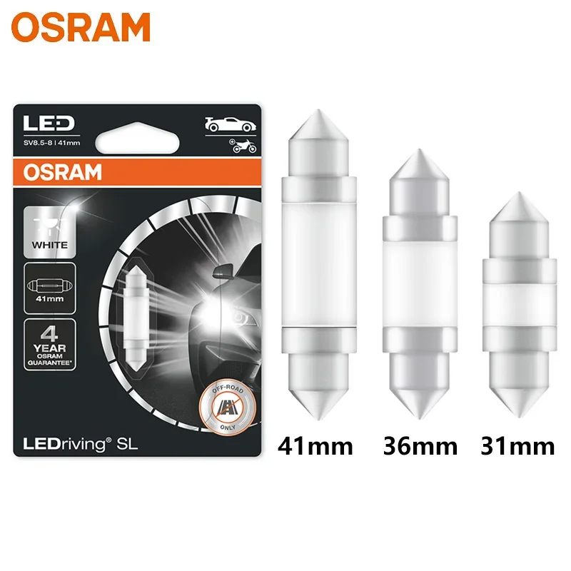 OSRAM LED Festoon 31mm 36mm 41mm C5W Fest LEDriving SL Advance Car 6000K White Light Lamp Interior Door Read License Plate Bulb