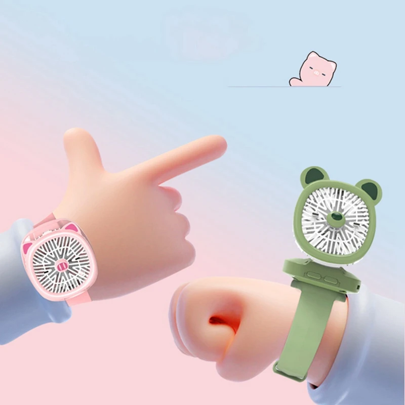 

Mini Watch Fan Air Cooling Fan Portable USB Charging Removable Desktop Fan With Colorful Lights For Student Kids Gifts