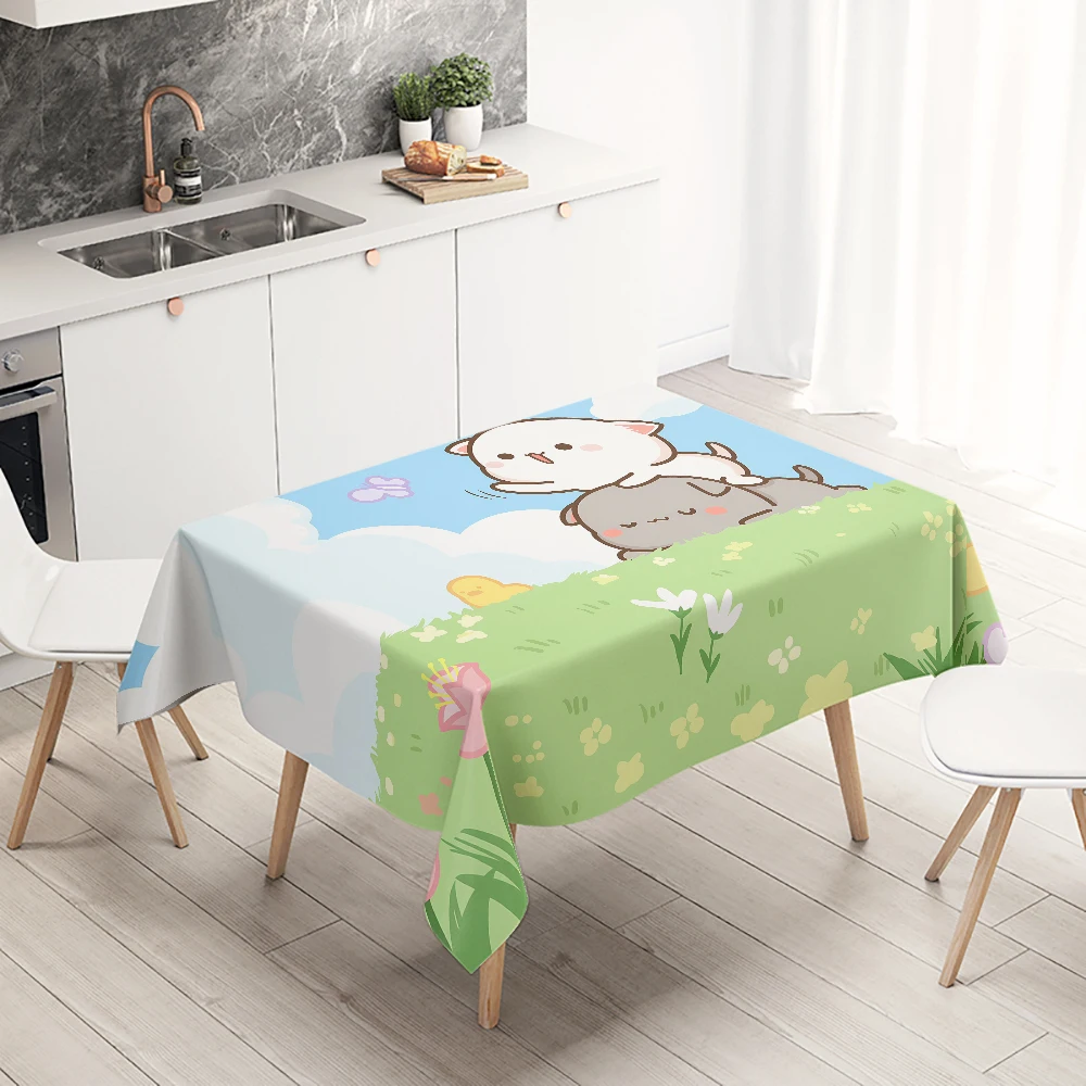 Cute happy bear Bubu Dudu printed tablecloth banquet dining table home decoration desk decoration anti-fouling and waterproof