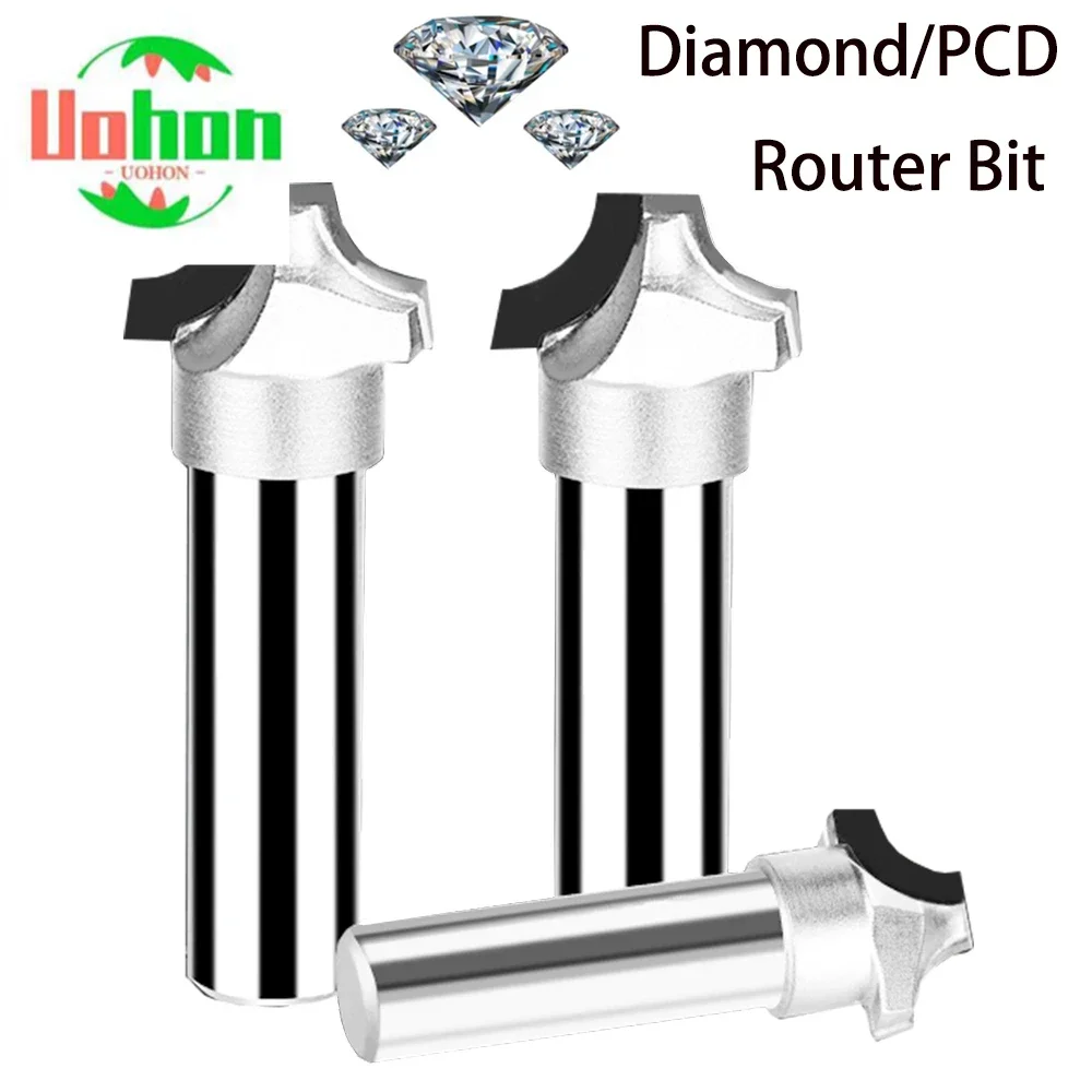 

PCD Cutting Round Over Bit Diamond Cutter Slotting Cabinet Door Carved Engraving Milling Cutter Longlife for MDF Plywood