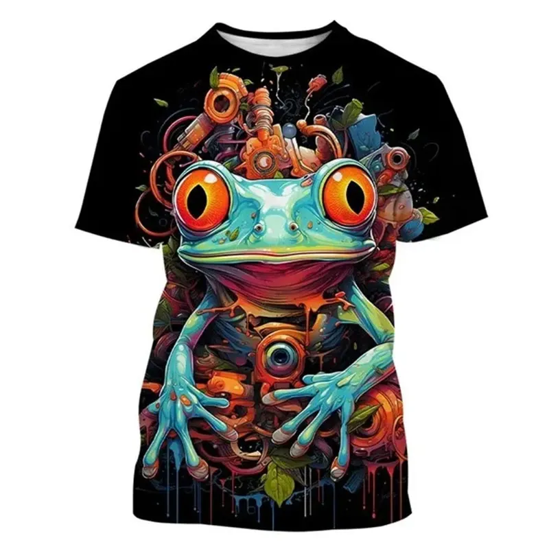 Summer Fashion Fun Personality Cartoon Tree Frog Graphic T-shirt For Men Trend Casual 3D Printed Round Neck Short Sleeve Tees