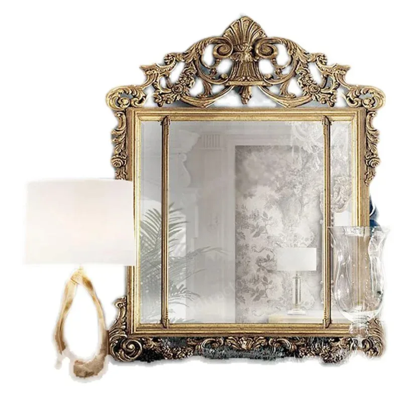 French shell inlaid parquet side cabinet, entrance cabinet mahogany storage cabinet with mirror against the wall locker