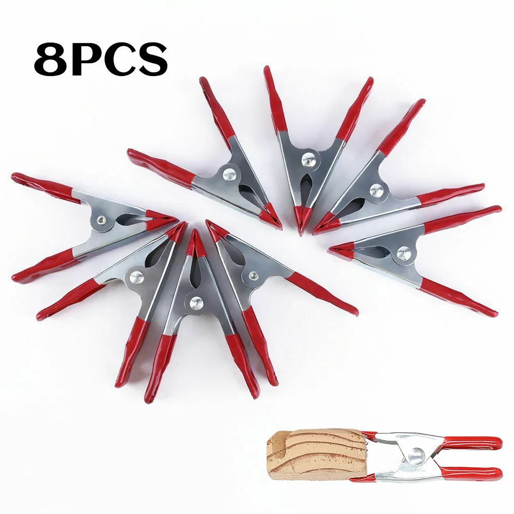 10/8/3/2/1pcs 2/4/6 Inch Mini Metal Heavy Duty Spring Clamps Crocodile Clip Red Plastic Tips Tool Clips Grip Holder