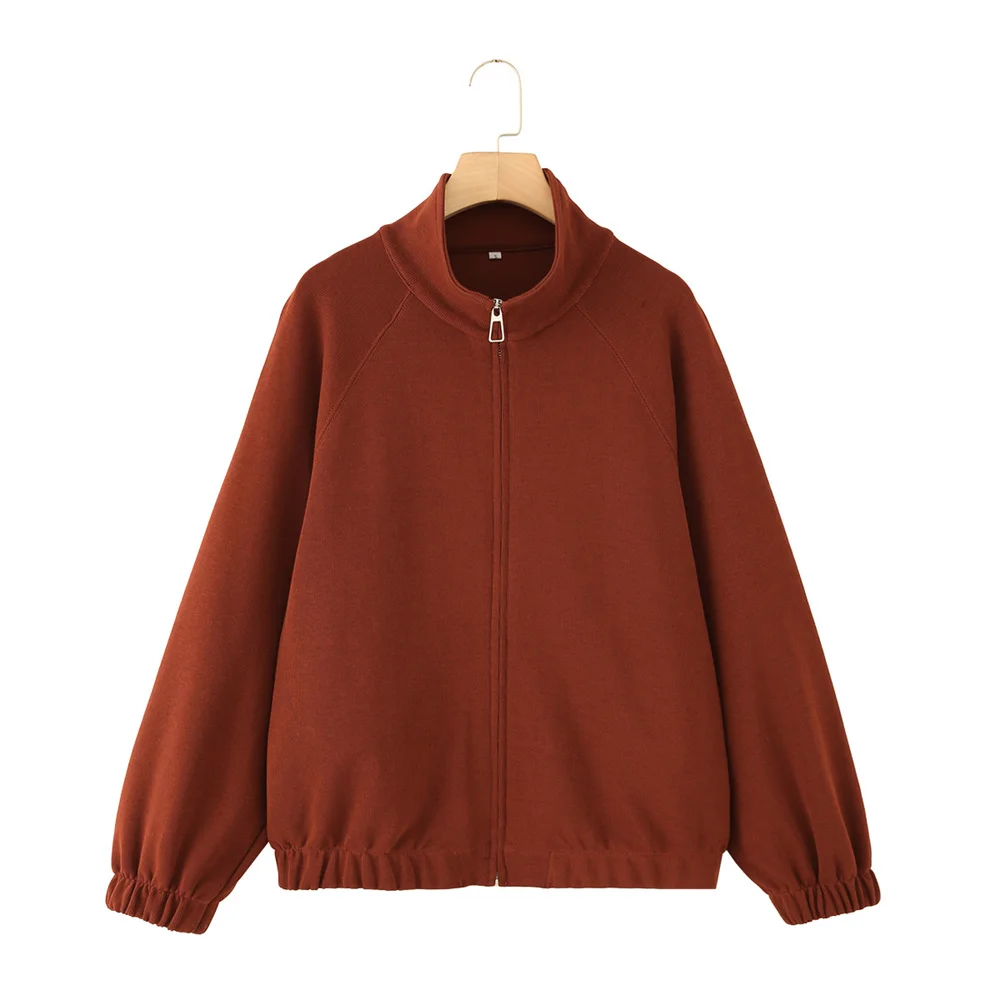 New autumn and winter women's clothing simple fashionable soft zipper sweatshirt high waisted straight leg pants