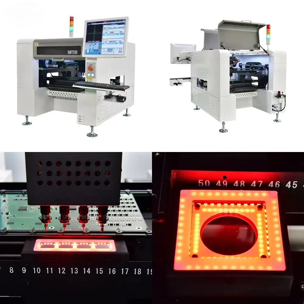 Hot saleIntegrated Circuit Making SMD Machine SMT550 Electronic Components Pick and Place Machine with 4heads and 50feeders