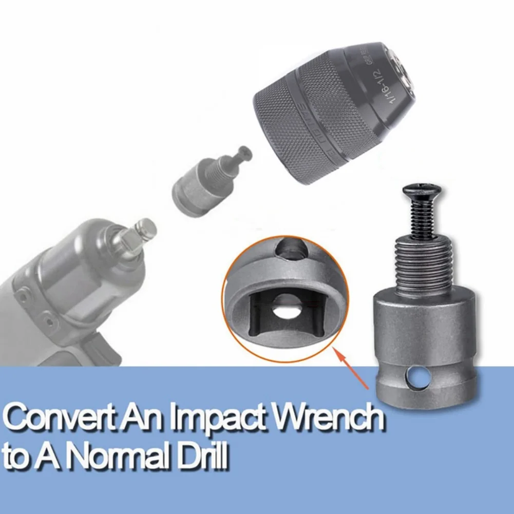 Drill Chuck Quick Change Adapter 1/2-20UNF 3/8-24UNF Thread Impact Wrench Conversion SDS-Plus Hex Socket Square Female Adapter