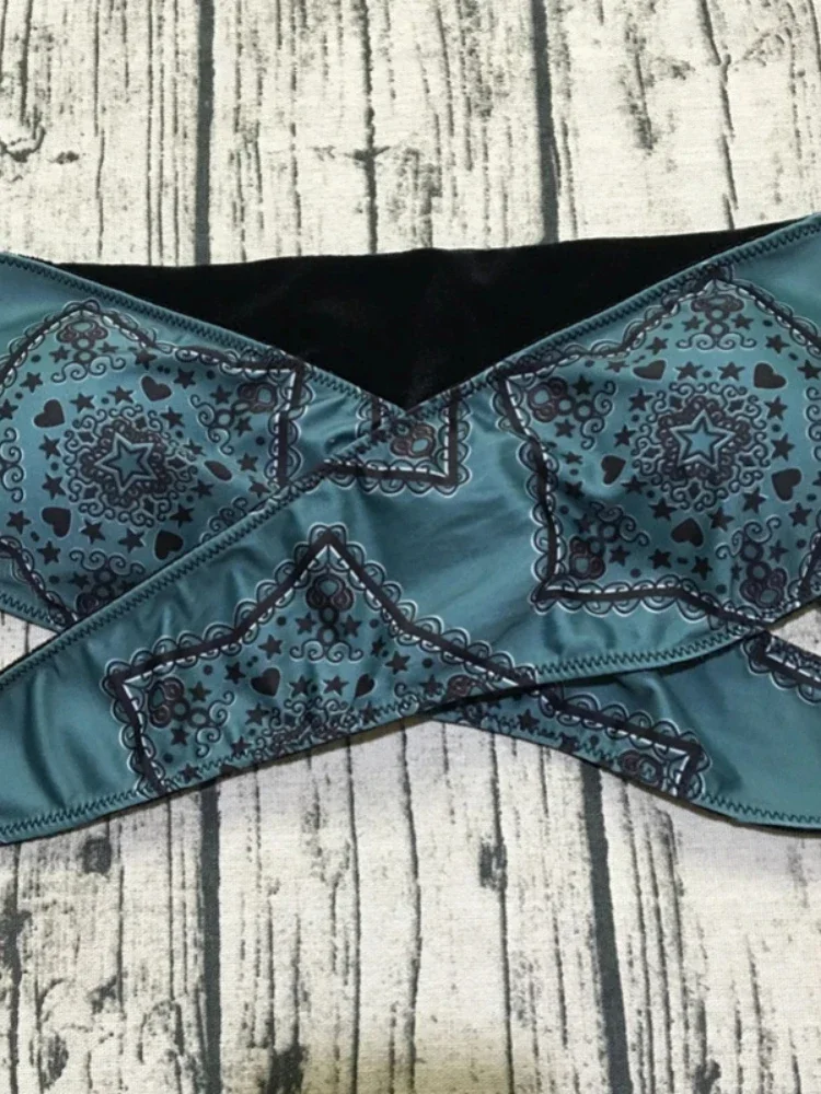 Retro Print Bikini Set 2025 Bow Swimsuit for Women Low Waist Lace-up Thong Swimwear with Straps Summer Vacation Bathing Suit