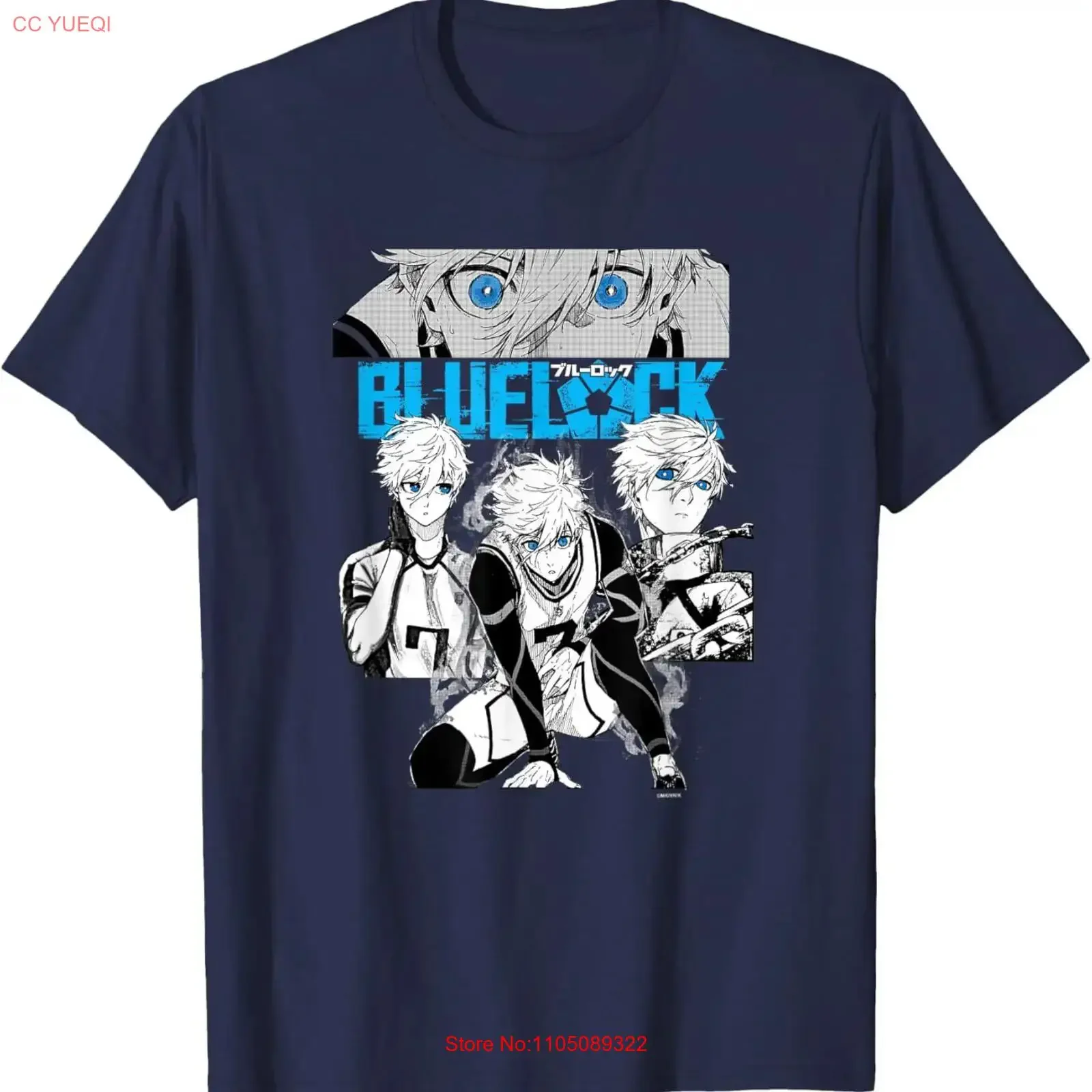 Blue Lock Seishiro Nagi múltiples escenas pecho grande retrato camiseta vintage lavado cómodo gráfico Casual