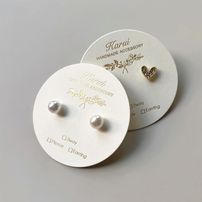 Kartu Display Anting Custom, Kartu Nail Art, Kartu Kalung, Tempat Perhiasan DIY, Kemasan Label Bisnis Kecil Dengan Logo Emas