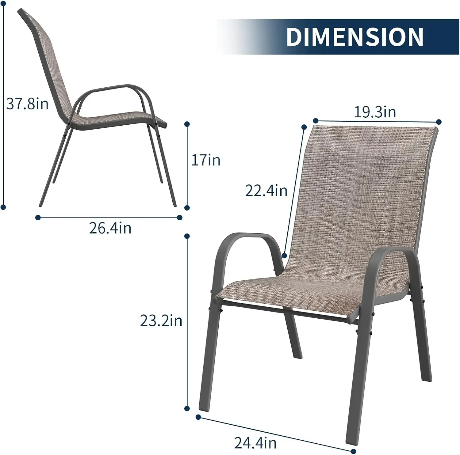 Amopatio .cChairs-Lot de 4 chaises de salle à manger, mobilier d'extérieur, respirant, pour tous les temps, jardin, terrasse