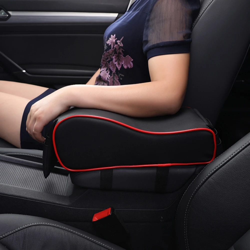 Leather Car Central Armrest Soft Pad Black Auto Center Console Arm Rest Seat Box Mat Cushion Pillow Cover Vehicle Protective