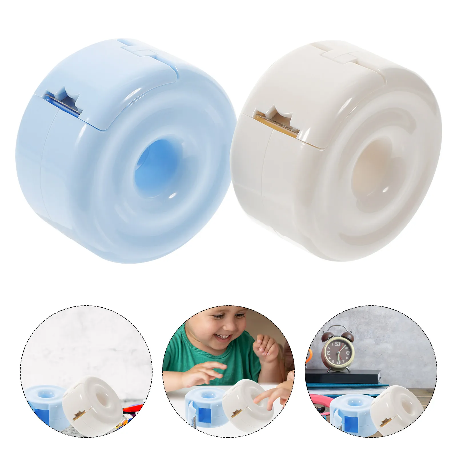 

2Pcs Portable Tape Dispenser Desktop Office Small Household Sticker Holder Tape Cutter Convenient Professional Use