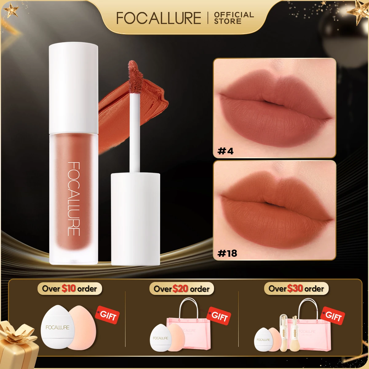 FOCALLURE Matte Velvet Liquid Lipstick Waterproof Non-stick Cup Lip Glosses Moisturizing Lightweight Lip Plumper Makeup Cosmetic