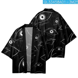 Cárdigan con estampado Floral para hombre y mujer, ropa de calle informal de dibujos animados, elementos de Halloween, Kimono, pantalones cortos de playa, Haori Yukata