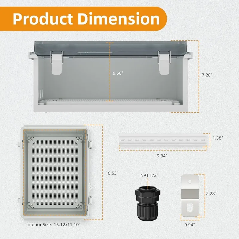 Electrical Box Weatherproof Plastic Junction Box  Outdoor WiFi Nema 4 Enclosure Clear Cover for Electric Connection Exterior