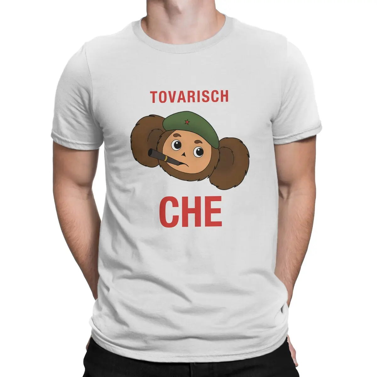 Cheburashka Russian Cartoon Tovarisch Che Tshirt Graphic Men Polyester Vintage Alternative Summer Streetwear Harajuku T Shirt