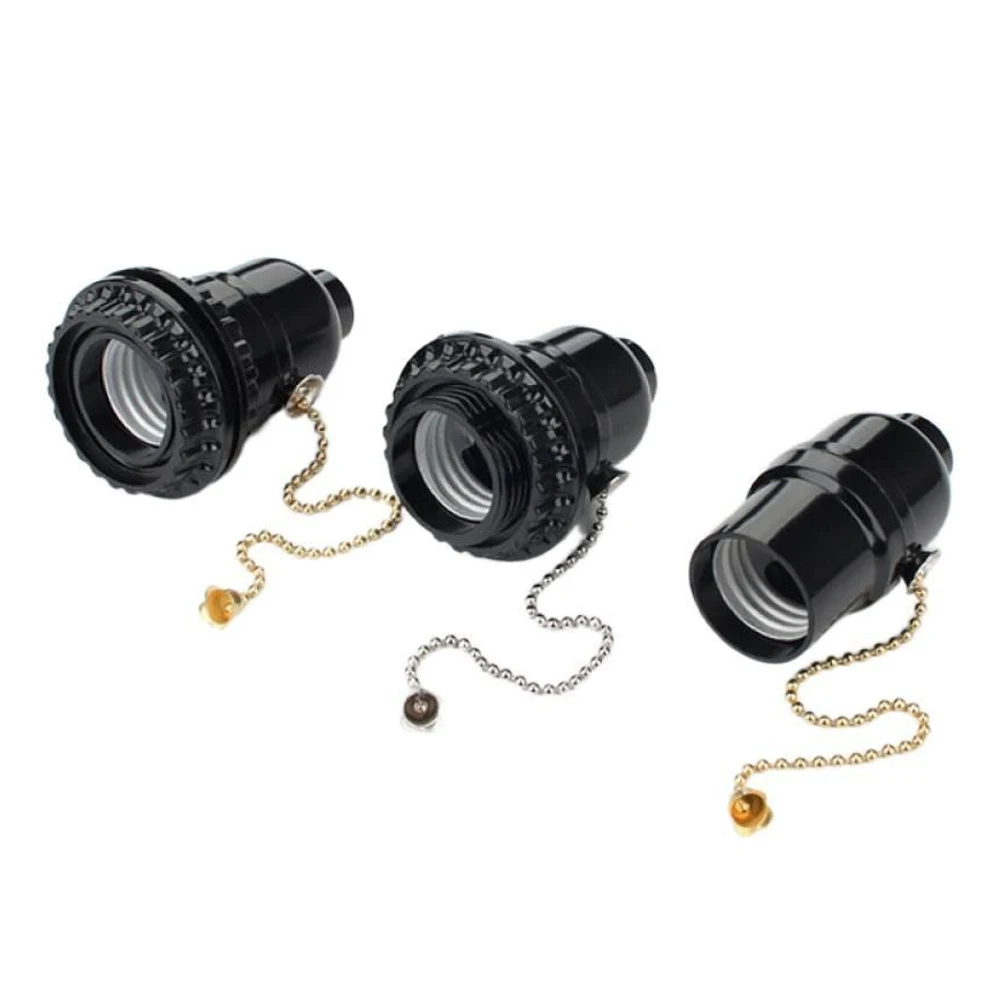 

1PCS Black E26 Screw Mouth with Pull Zipper Lamp Holder Table Lamp Home Lamp Holder Switch with Tooth Pattern Lamp Holder