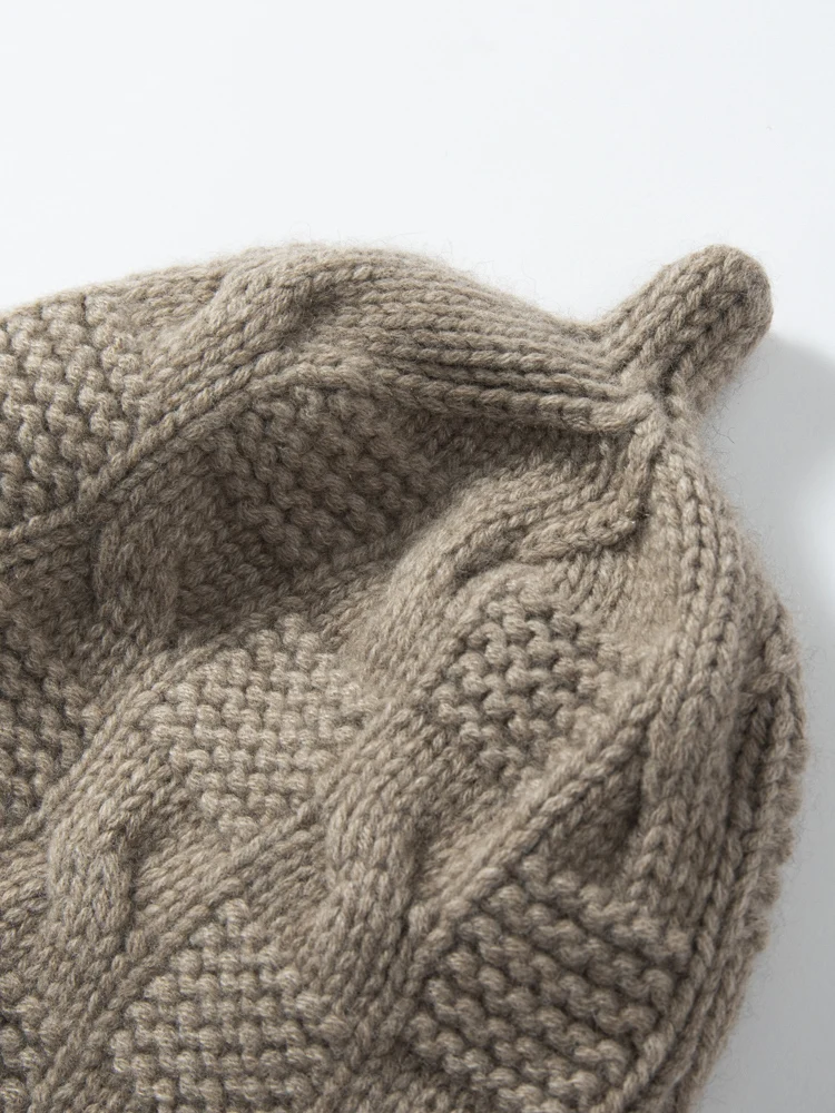 النساء الكشمير قبعة 100% الكشمير الخريف الشتاء كابل الحياكة القبعات لينة البلوز قبعات عادية أسلوب بسيط الكشمير شرابات القبعات