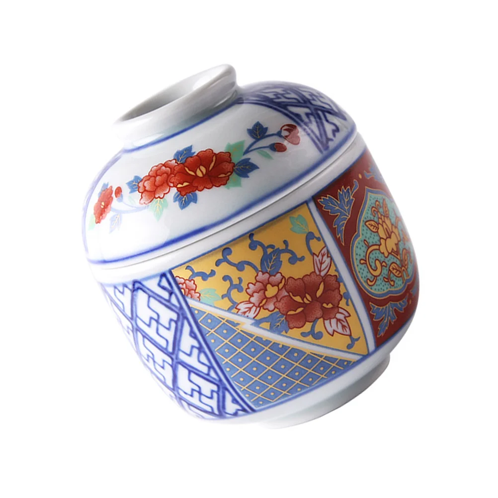 

1Pcs Ceramic Stew Pot Small Soup Pot with Lid Steaming Bowl Kitchen Supply for Rice Eggs Soup Buns Steaming Cup